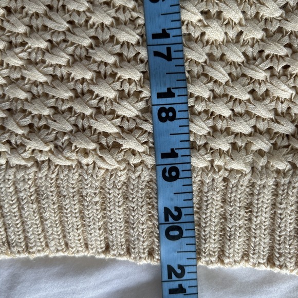 J Crew Sweater Tank Womens M Beige Basket Stitch Sleeveless Minimalist - Picture 8 of 9